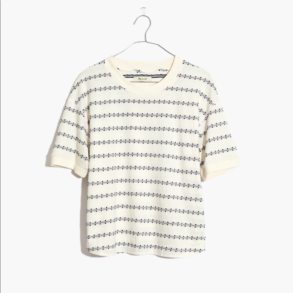 Madewell white and black striped tshirt